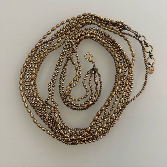 Lucky Brand | Gold-Tone Multi-Strand Bead Chain Long Necklace - Picture 7 of 16